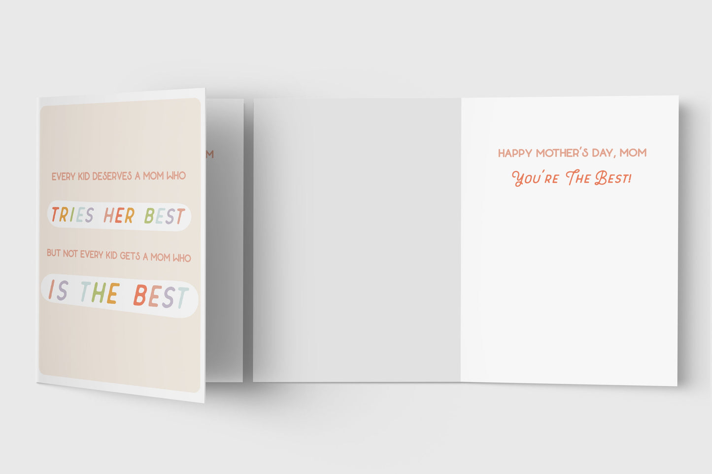 Mother's Day Card | Best Mom - For Mom - Simple - Folded - Wishing You a Happy Mother's Day - Mother's Day Gift - Sweet - From Kid