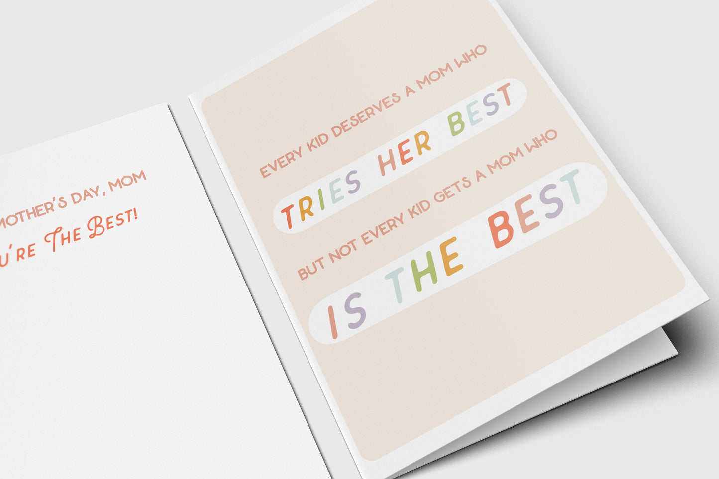 Mother's Day Card | Best Mom - For Mom - Simple - Folded - Wishing You a Happy Mother's Day - Mother's Day Gift - Sweet - From Kid