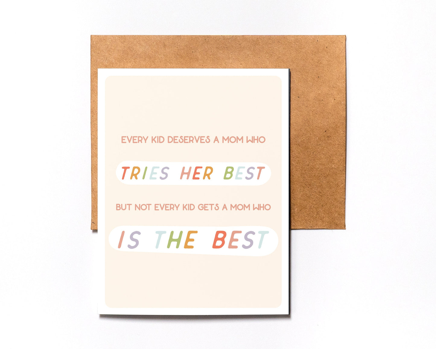 Mother's Day Card | Best Mom - For Mom - Simple - Folded - Wishing You a Happy Mother's Day - Mother's Day Gift - Sweet - From Kid