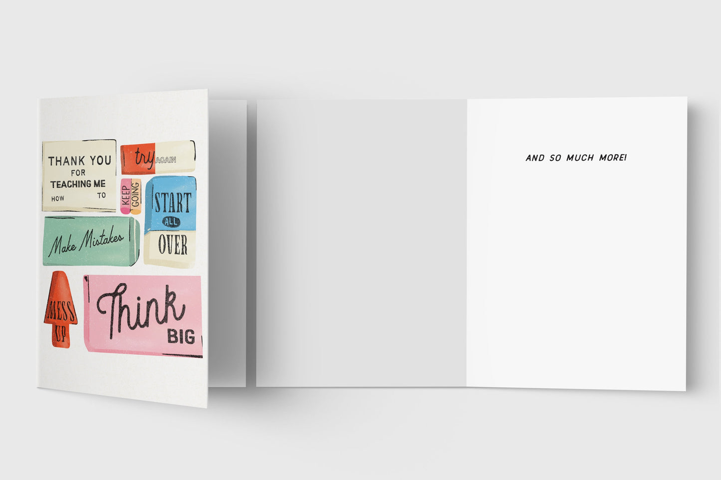 Teacher Thank You - Teacher Appreciation Thank You Greeting Cards- Thanks Teacher - For School Teacher - From Kid - From Student - Easy Cute