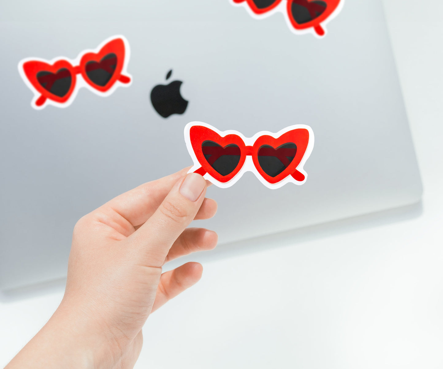 Red Heart Sunglasses Vinyl Sticker - Laptop Sticker - Water bottle Sticker - Decal - Waterproof Sticker