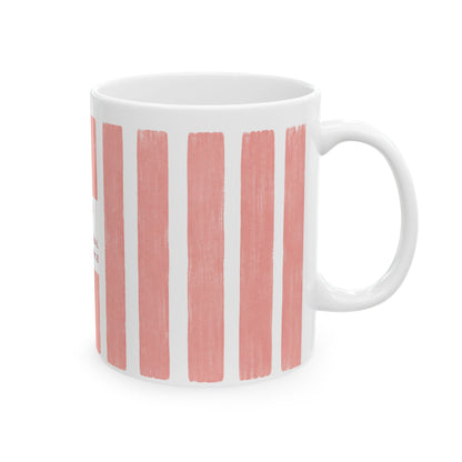 Tastes Like Delusional Confidence mug – side view with handle on the right