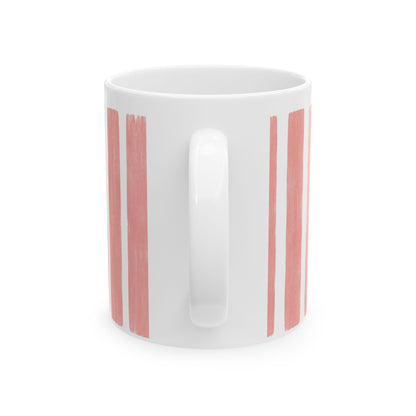 Tastes Like Delusional Confidence Mug | Striped Pink Ceramic Coffee Cup