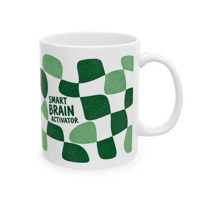 Smart Brain Activator mug – side view with handle on the right showing the lettering