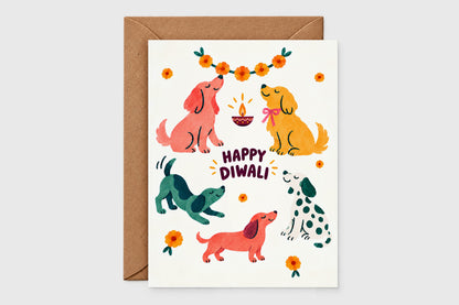 Happy Diwali dogs card – Diwali card set of 5
