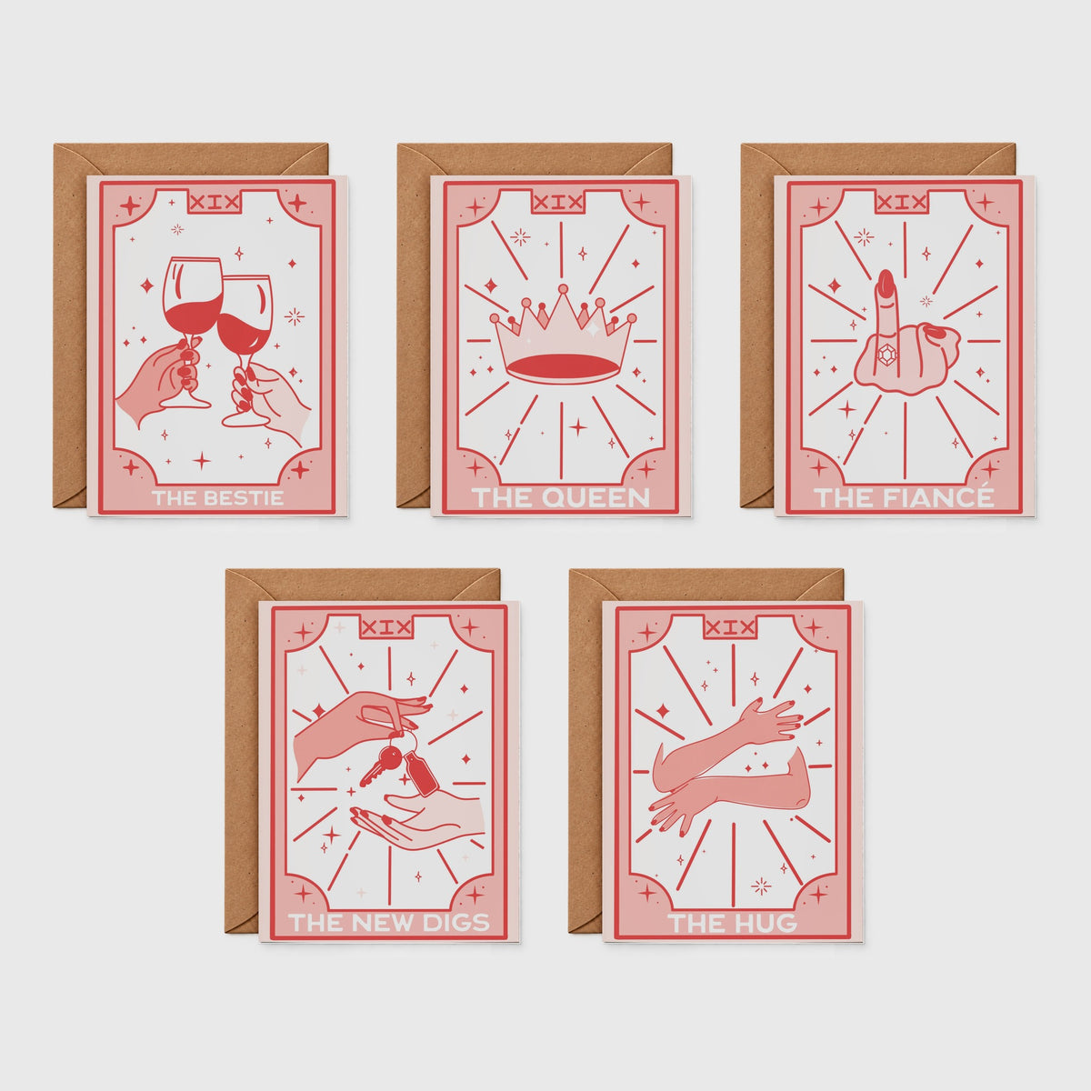 Tarot greeting card set of 5 – all five designs