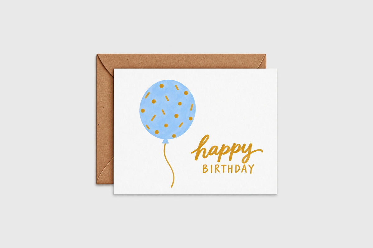 Happy Birthday balloon card with kraft envelope