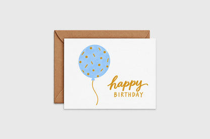 Happy Birthday balloon card with kraft envelope