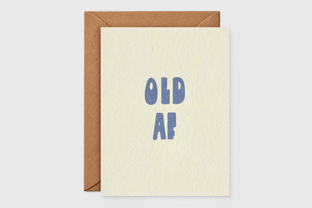 Old AF funny birthday card with kraft envelope – minimalist card set of 6