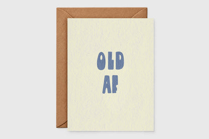 Old AF funny birthday card with kraft envelope – minimalist card set of 6