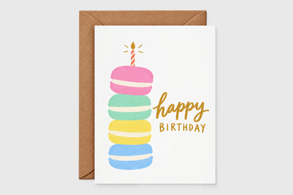 Happy Birthday macaron card with kraft envelope