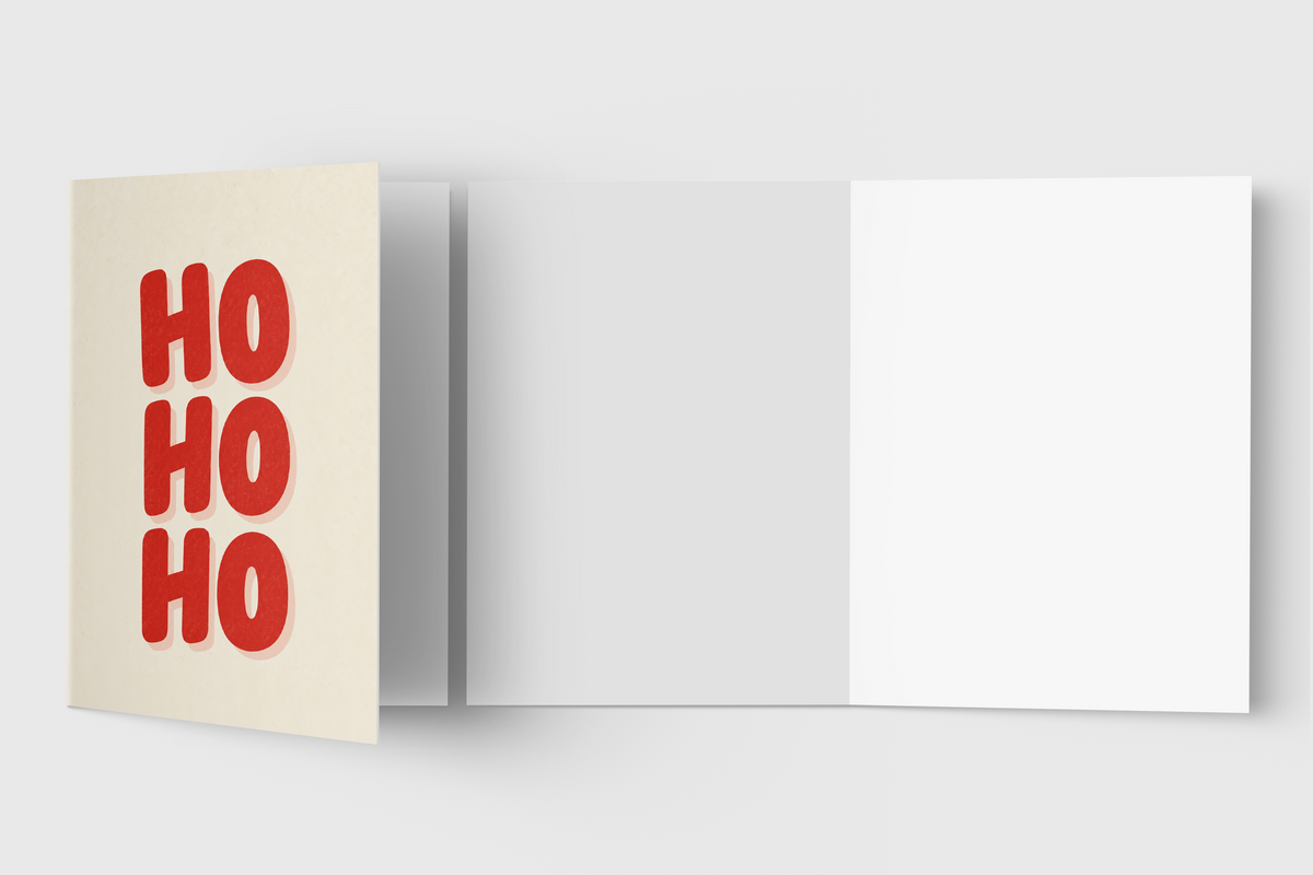 Ho Ho Ho retro Christmas card with kraft envelope