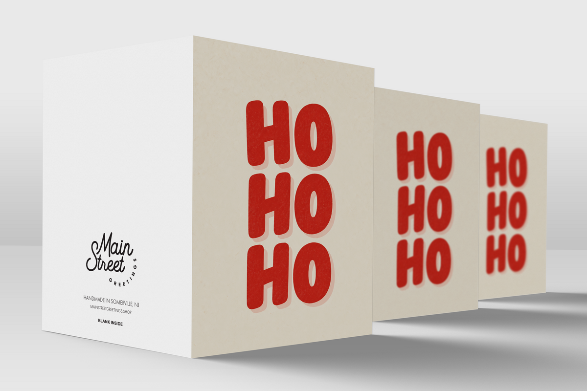 Ho Ho Ho retro Christmas card – detail view