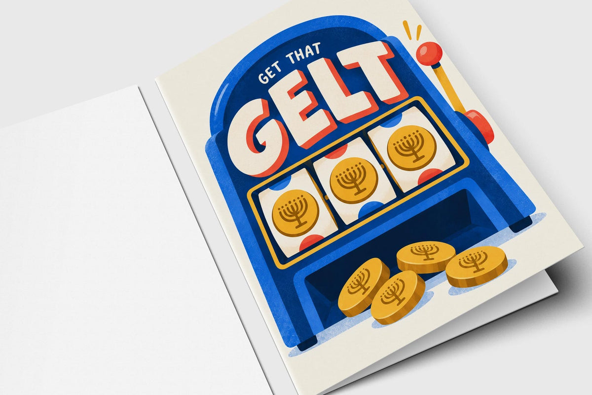Funny Hanukkah card – Get That Gelt slot machine