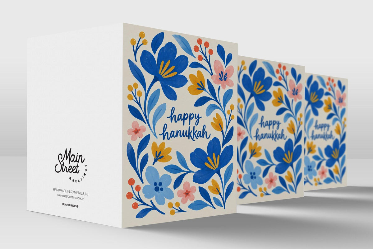 Floral Hanukkah card – detail view