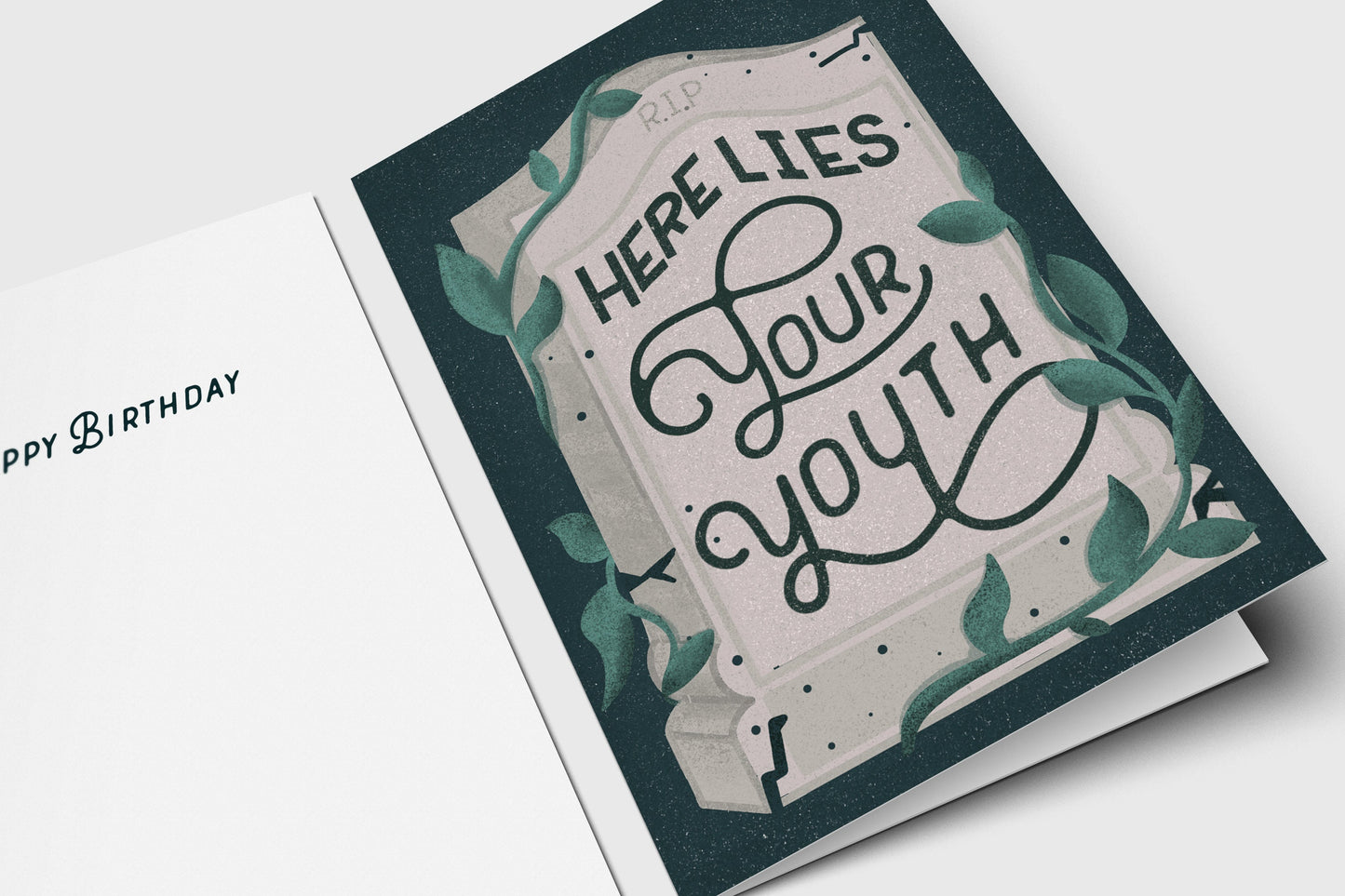 Funny Tombstone Birthday Card: Here Lies Your Youth