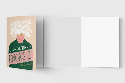 You're Engaged champagne engagement card with kraft envelope