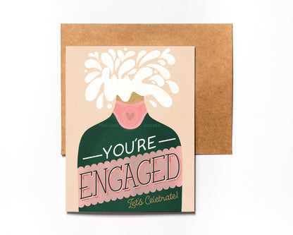 You're Engaged champagne engagement card – alternate view