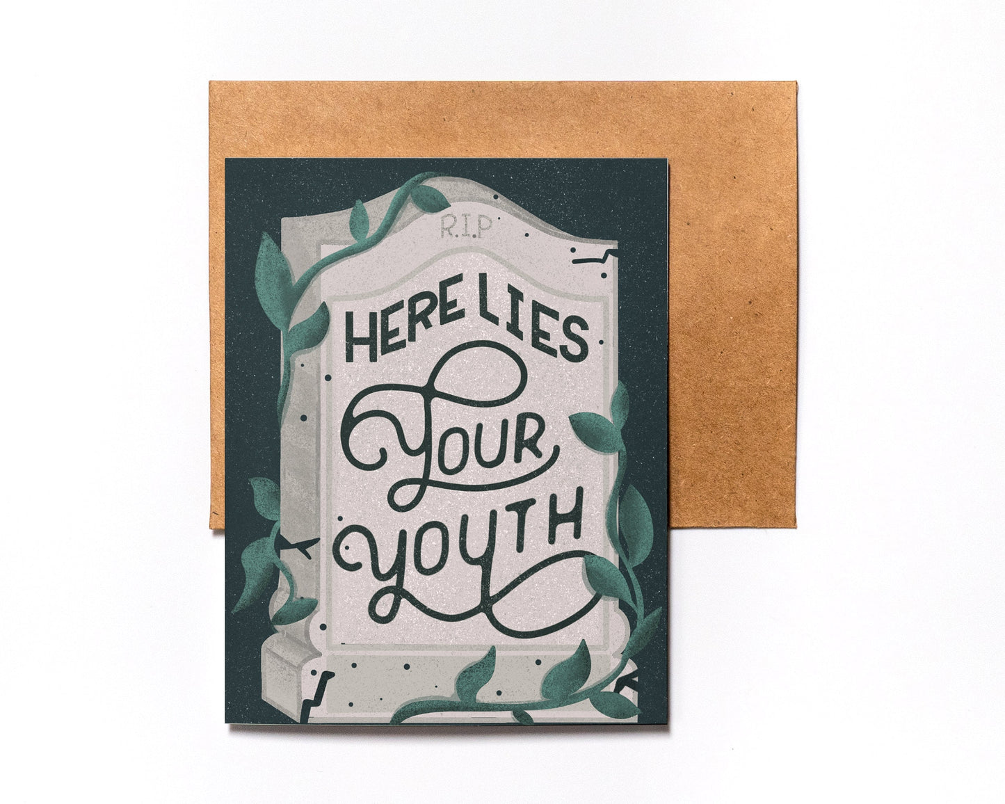 Funny Tombstone Birthday Card: Here Lies Your Youth