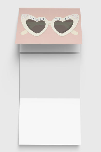 Bride To Be heart sunglasses engagement card – alternate view