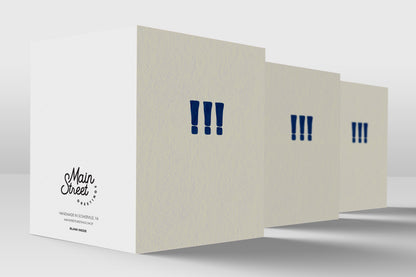 Minimalist '!!!' congrats card – detail view
