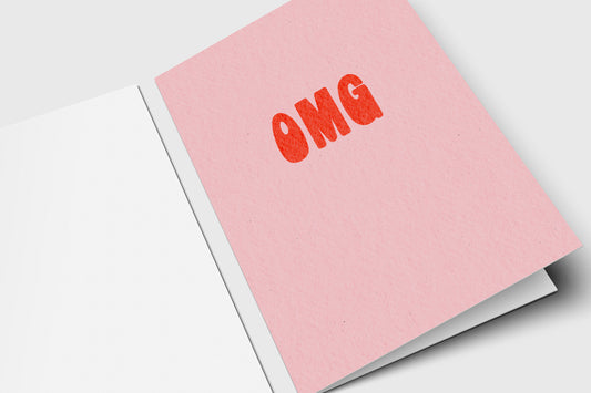 OMG - Hype Greeting Card - Congrats - Excited - Birthday - Proud of You - Celebrate - Minimalist - Blank Inside - Just Because Any Occasion