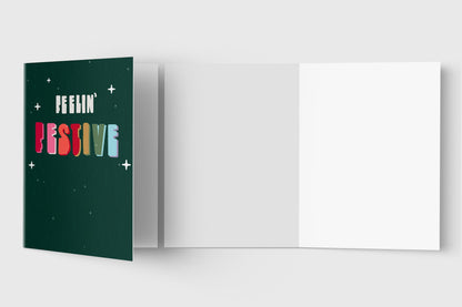 Feelin' Festive retro holiday card – alternate view