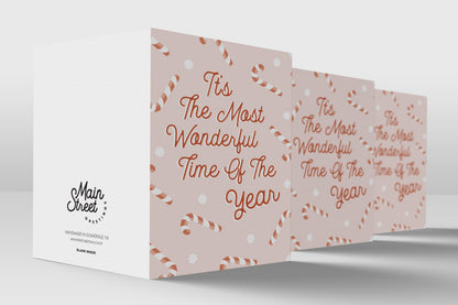 Candy cane holiday card with kraft envelope