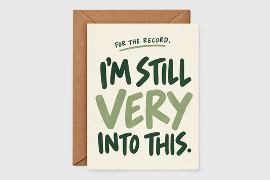For the record I'm still very into this love card in green hand-lettered type on cream background