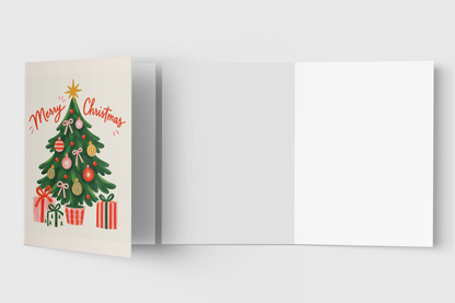 Watercolor Christmas tree card – detail view