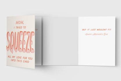 Squeeze All My Love Mother's Day card – detail view