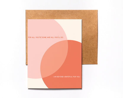 Grateful for You Mother's Day card with kraft envelope