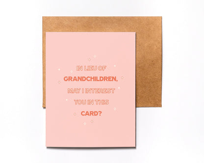 In Lieu of Grandchildren Mother's Day card with kraft envelope