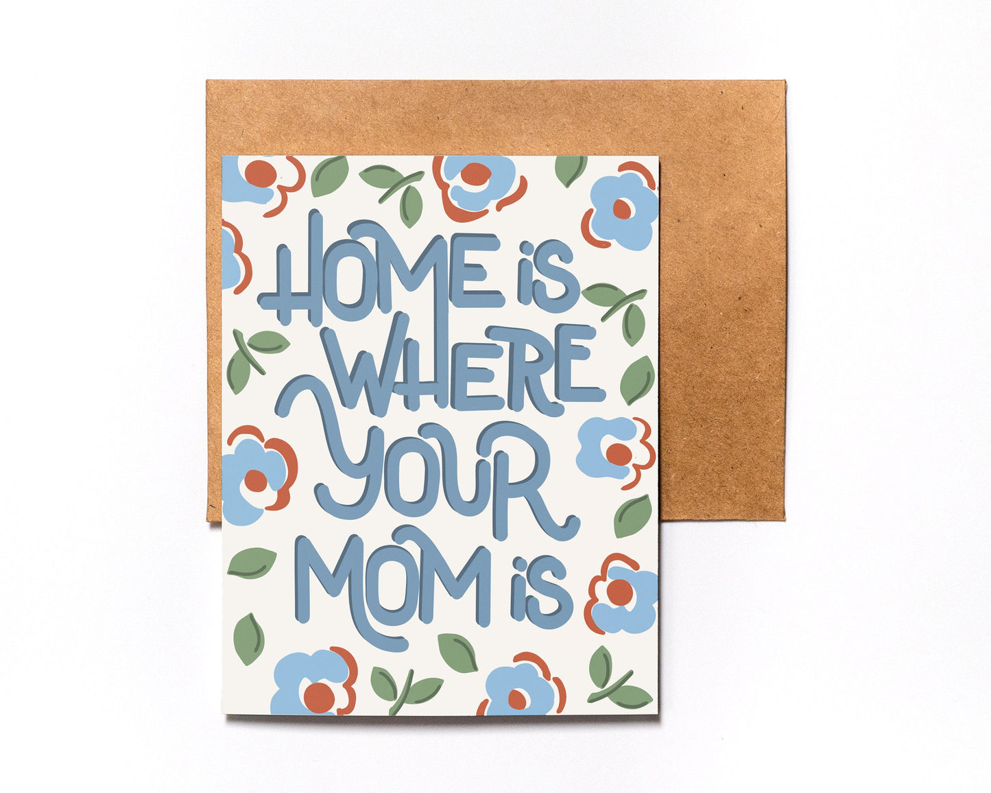 Mother's Day Card | Home Is Where Your Mom Is - For Mom - Simple - Folded - Wishing You a Happy Mother's Day - Mother's Day Gift - From Kid