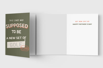 Golf clubs Father's Day card – detail view