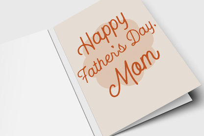 Happy Father's Day Mom card with terracotta script lettering on blush