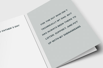 Father's Day card for someone like a dad with black type on soft gray